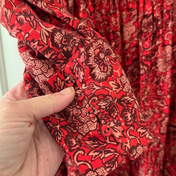 Ulla Johnson Mini Ruffle Liv Red Floral Dress | size 0 - Picture 4 of 10